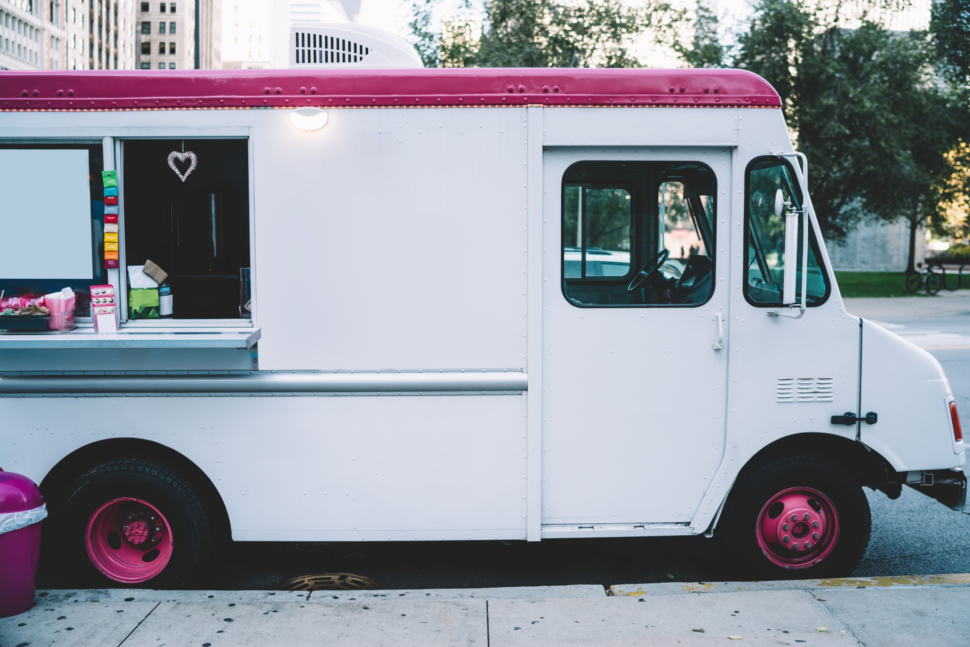 White ice cream truck on street
